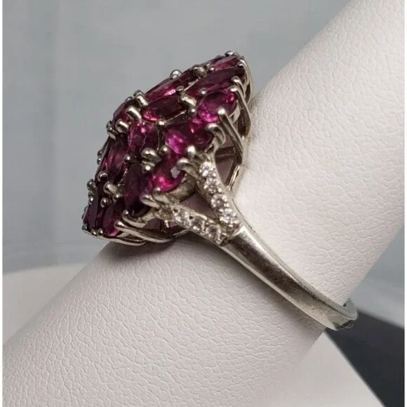 DJoy Signed 925 Sterling Silver Purplish Pink Rhodolite Garnet Ring Size 8.25 - Picture 16 of 16